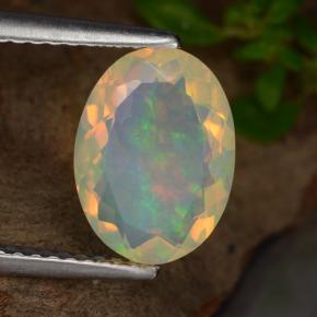 Opale naturale giallo da 1,48 ct, taglio ovale, trasparente