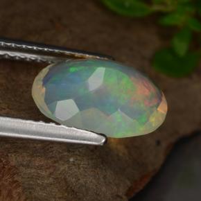 Opale naturale giallo da 1,48 ct, taglio ovale, trasparente