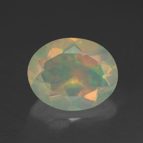 Opale naturale multicolore da 1,37 ct, taglio ovale, trasparente