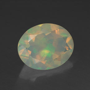 Opale naturale multicolore da 1,37 ct, taglio ovale, trasparente