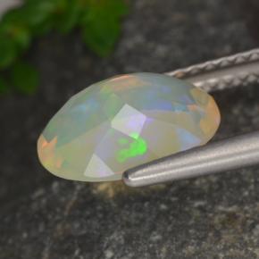 Opale naturale multicolore da 1,29 ct, taglio ovale, trasparente