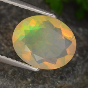 Opale naturale multicolore da 1,30 ct, taglio ovale, trasparente