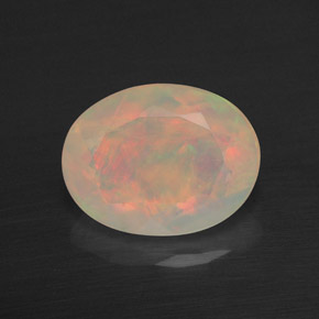 Opale naturale multicolore da 1,53 ct, taglio ovale, traslucido