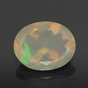 Opale naturale multicolore da 1,59 ct, taglio ovale, trasparente