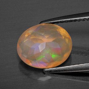 Opale naturale multicolore da 1,64 ct, taglio ovale, trasparente