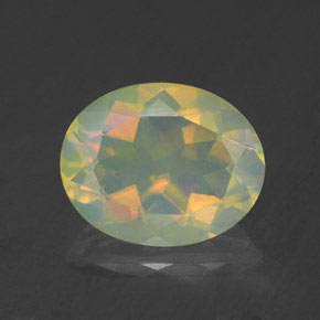 Opale naturale multicolore da 1,66 ct, taglio ovale, trasparente