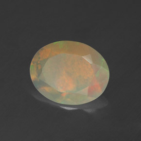 Opale naturale multicolore da 1,14 ct, taglio ovale, traslucido