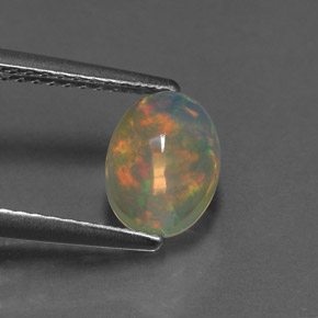 Opale naturale multicolore da 1,11 ct, taglio ovale, trasparente