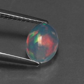 Opale naturale multicolore da 0,89 ct, taglio ovale, trasparente