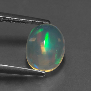 Opale naturale multicolore da 1,28 ct, taglio ovale, trasparente