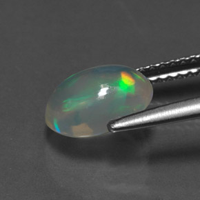 Opale naturale multicolore da 1,28 ct, taglio ovale, trasparente