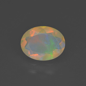 Opale naturale multicolore da 1,02 ct, taglio ovale, trasparente