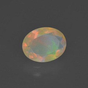 Opale naturale multicolore da 1,02 ct, taglio ovale, trasparente