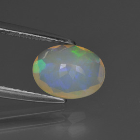 Opale naturale multicolore da 1,02 ct, taglio ovale, trasparente