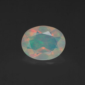 Opale naturale multicolore da 0,98 ct, taglio ovale, trasparente