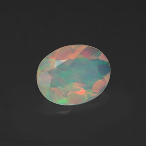Opale naturale multicolore da 0,98 ct, taglio ovale, trasparente