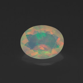 Opale naturale multicolore da 1,09 ct, taglio ovale, trasparente