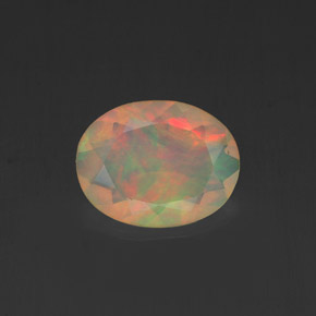Opale naturale multicolore da 0,84 ct, taglio ovale, trasparente
