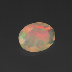 Opale naturale multicolore da 0,84 ct, taglio ovale, trasparente