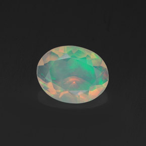 Opale naturale multicolore da 0,75 ct, taglio ovale, trasparente