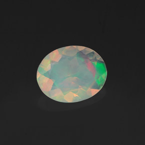 Opale naturale multicolore da 0,75 ct, taglio ovale, trasparente