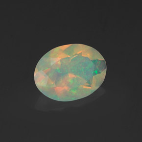 Opale naturale multicolore da 0,91 ct, taglio ovale, trasparente