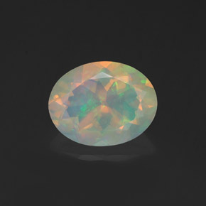 Opale naturale multicolore da 1,08 ct, taglio ovale, trasparente
