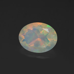 Opale naturale multicolore da 1,08 ct, taglio ovale, trasparente