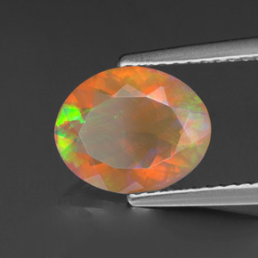 Opale naturale multicolore da 1,45 ct, taglio ovale, trasparente