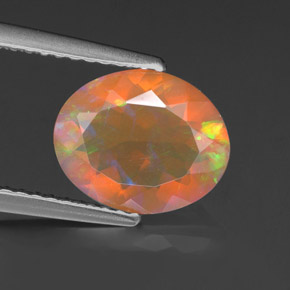 Opale naturale multicolore da 1,45 ct, taglio ovale, trasparente