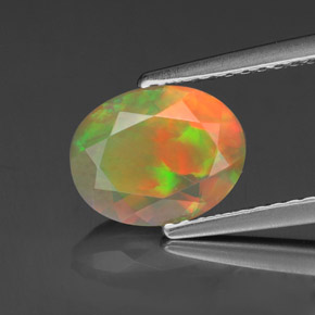 Opale naturale multicolore da 1,11 ct, taglio ovale, trasparente