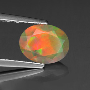 Opale naturale multicolore da 1,11 ct, taglio ovale, trasparente