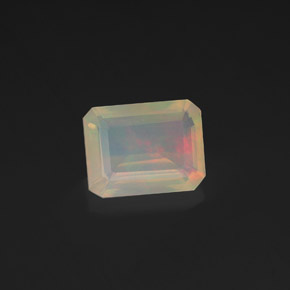 Opale naturale multicolore da 1,36 ct, taglio smeraldo, trasparente
