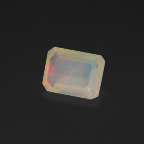 Opale naturale multicolore da 1,36 ct, taglio smeraldo, trasparente