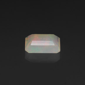 Opale naturale multicolore da 1,36 ct, taglio smeraldo, trasparente