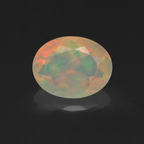 Opale naturale multicolore da 1,14 ct, taglio ovale, trasparente