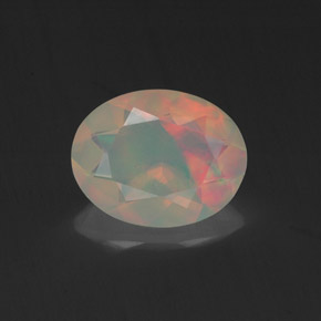 Opale naturale multicolore da 0,96 ct, taglio ovale, trasparente