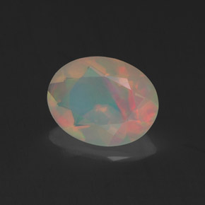 Opale naturale multicolore da 0,96 ct, taglio ovale, trasparente