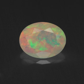 Opale naturale multicolore da 1,04 ct, taglio ovale, trasparente