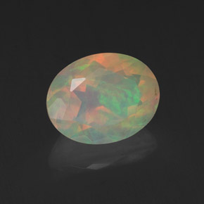 Opale naturale multicolore da 1,28 ct, taglio ovale, trasparente