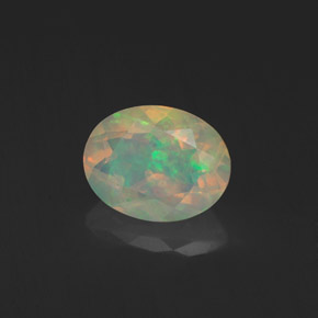 Opale naturale multicolore da 1,29 ct, taglio ovale, trasparente