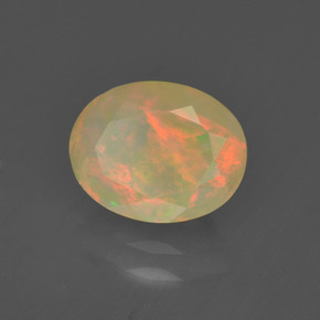 Opale naturale multicolore da 1,19 ct, taglio ovale, traslucido