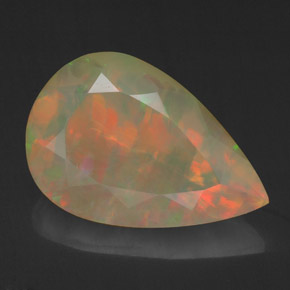 Opale naturale multicolore da 4,29 ct, taglio a pera, opaco