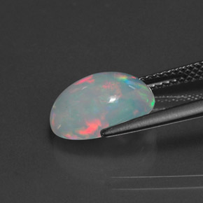 Opale naturale multicolore da 2,46 ct, taglio ovale, trasparente
