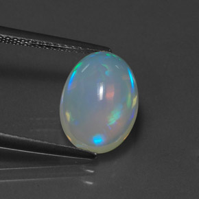 Opale naturale multicolore da 2,90 ct, taglio ovale, trasparente