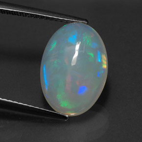 Opale naturale multicolore da 3,97 ct, taglio ovale, trasparente