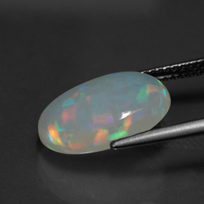 Opale naturale multicolore da 3,97 ct, taglio ovale, trasparente