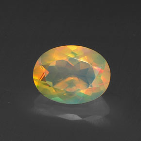 Opale naturale multicolore da 0,95 ct, taglio ovale, trasparente