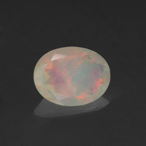 Opale naturale multicolore da 0,64 ct, taglio ovale, trasparente