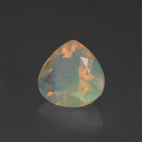 Opale naturale multicolore da 0,84 ct, taglio a pera, trasparente